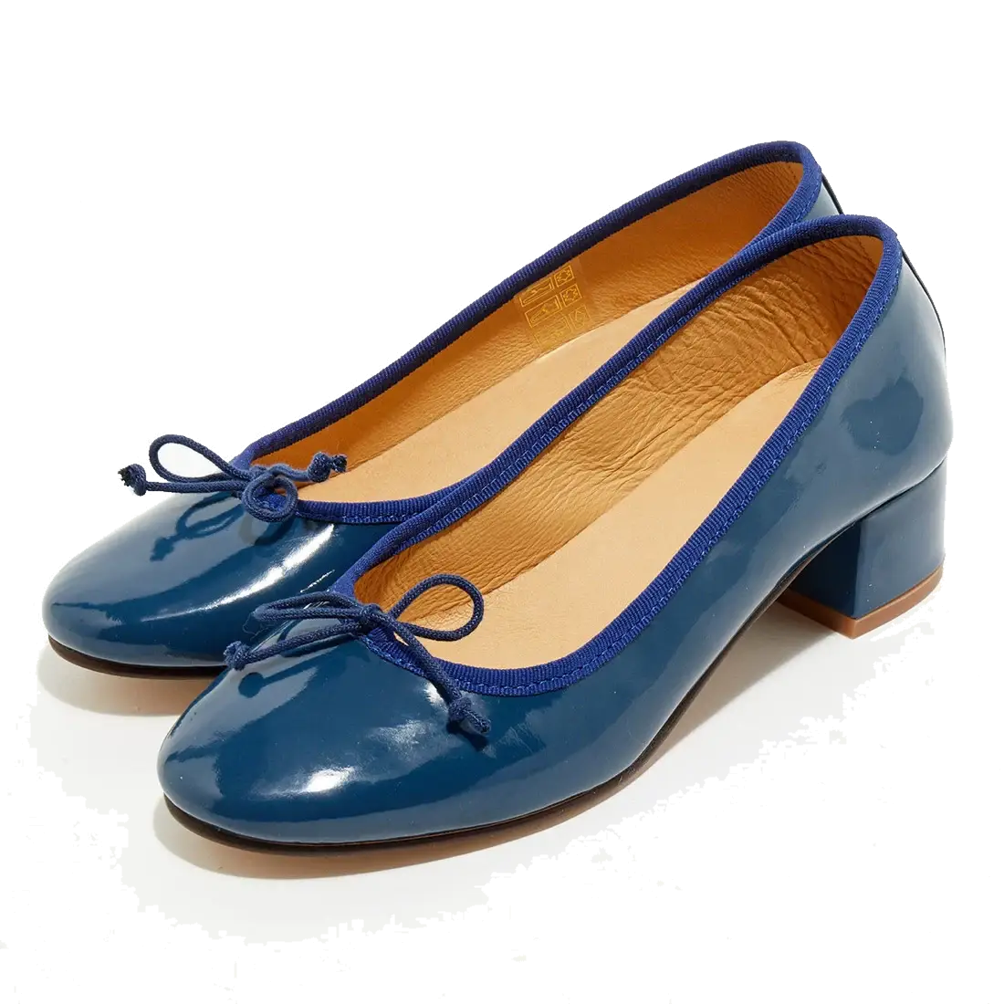 Ballerines trotters en cuir verni Diane bleu marine