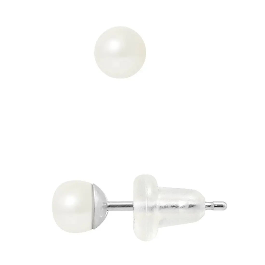 Boucles d'oreilles Puces en Argent & Perles d'Eau Douce boutons blanc naturel Ø 4-5 mm
