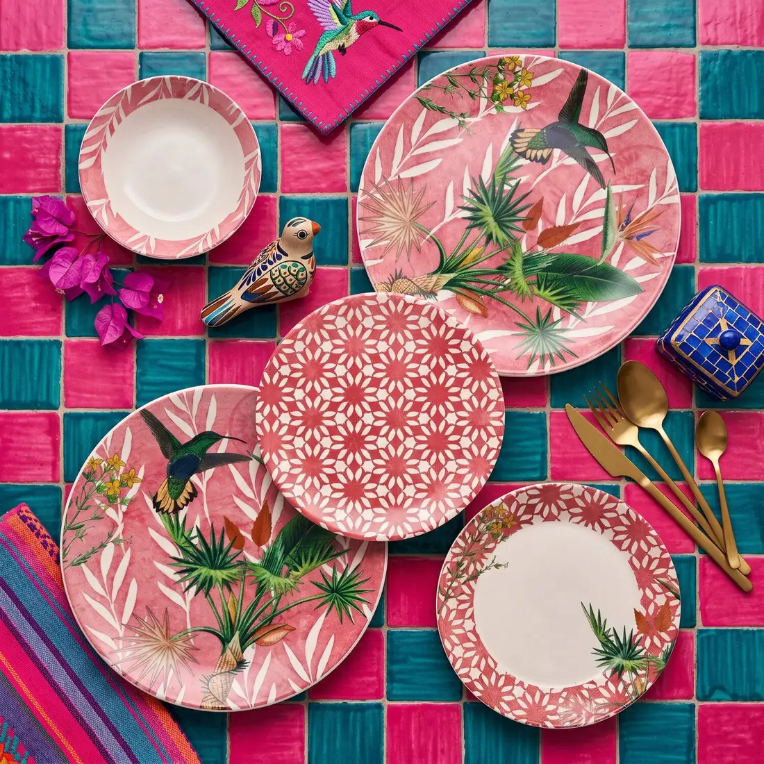 24 pièces Service de table Birdy rouge